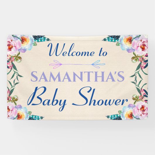 フェスティバルパステルボホフローラベビーシャワーウェルカム 横断幕 (横)