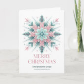 フェスティバルパステルミント&ピンククリスマススノーフレーク カード (正面)