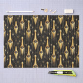 フェスティバルパターンと金ゴールドシャンパンボトル 薄葉紙 (クラフト)