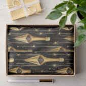 フェスティバルパターンと金ゴールドシャンパンボトル 薄葉紙 (ギフト)