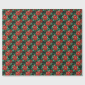 フェスティバルパターンポインセチア花クリスマス ラッピングペーパー (フラット)
