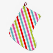 フェスティバルパターン – レトロホリデーストライプズ ラージクリスマスストッキング (正面 (吊り時))