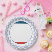 フェスティバルパテ縁どレン(赤と青) ペーパープレート (パーティー)