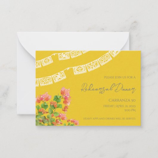 フェスティバルパペルピカドリハーサルディナー招待状 ノートカード (正面)