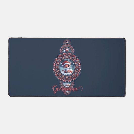 フェスティバルパーソナライズされたかわいいキツネ装飾曼荼羅 デスクマット (正面)