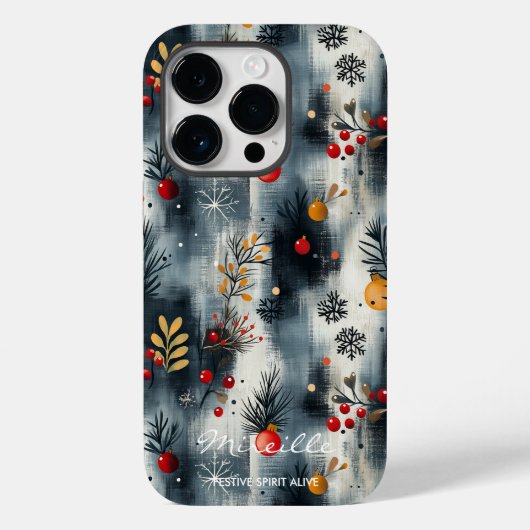 フェスティバルパーソナライズされたの果実と雪片 Case-Mate iPhoneケース (裏面)