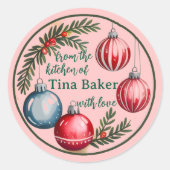 フェスティバルパーソナライズされたカスタムラベルズホリデイ ラウンドシール (正面)