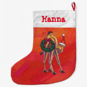 フェスティバルパーソナライズされたカメルクリスマス ラージクリスマスストッキング (裏面)