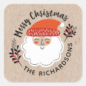 フェスティバルパーソナライズされたクリスマスサンタクロース スクエアシール (正面)