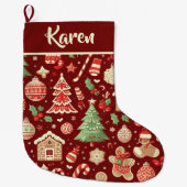 フェスティバルパーソナライズされたクリスマスブルゴーニュ ラージクリスマスストッキング (正面)