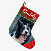 フェスティバルパーソナライズされたクリスマスペットストッキング ラージクリスマスストッキング (正面 (吊り時))