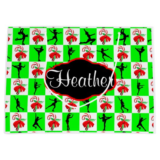 フェスティバルパーソナライズされたスケートで滑る抱き枕 ラージペーパーバッグ (正面)