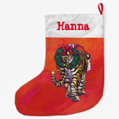 フェスティバルパーソナライズされたタイガークリスマス ラージクリスマスストッキング (裏面)