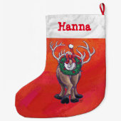 フェスティバルパーソナライズされたトナカイ ラージクリスマスストッキング (裏面)