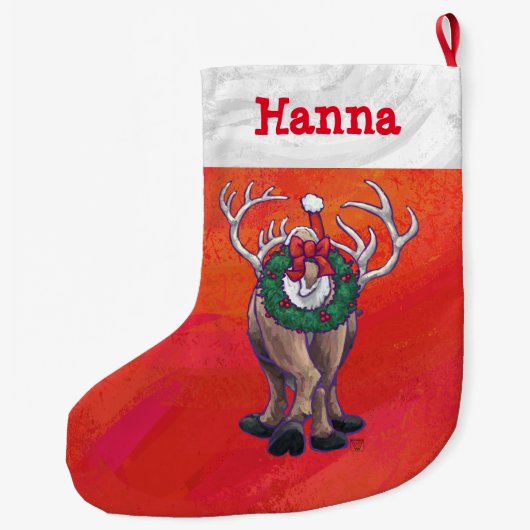 フェスティバルパーソナライズされたトナカイ ラージクリスマスストッキング (裏面)