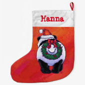 フェスティバルパーソナライズされたパンダクリスマス ラージクリスマスストッキング (裏面)