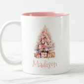 フェスティバルパーソナライズされたピンククリスマスツリー ツートーンマグカップ