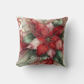 フェスティバルパーソナライズされたフローラインクポインセチア クッション (正面)