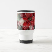 フェスティバルパーソナライズされたフローラインクポインセチア トラベルマグ (中央)