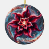 フェスティバルパーソナライズされたフローラポインセチア銀河系 セラミックオーナメント (正面)