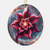 フェスティバルパーソナライズされたフローラポインセチア銀河系 セラミックオーナメント (左)