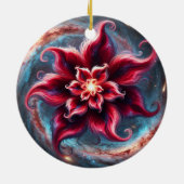 フェスティバルパーソナライズされたフローラポインセチア銀河系 セラミックオーナメント (裏面)