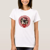 フェスティバルパーソナライズされたペットの赤いストライプ写真 Tシャツ (正面)