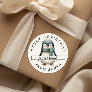 フェスティバルパーソナライズされたペンギンクリスマスステッカー ラウンドシール