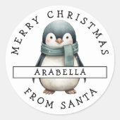 フェスティバルパーソナライズされたペンギンクリスマスステッカー ラウンドシール (正面)