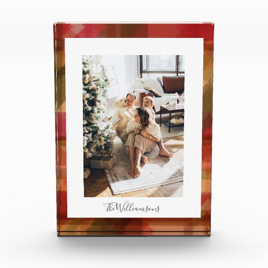 フェスティバルパーソナライズされたホリデーウォーミングプライドファミリーレッド フォトブロック (正面)