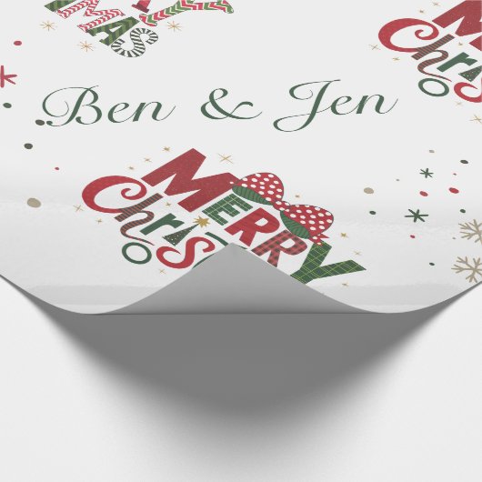 フェスティバルパーソナライズされたメリークリスマス ラッピングペーパー (角)