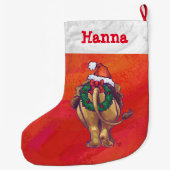 フェスティバルパーソナライズされたライオンクリスマス ラージクリスマスストッキング (裏面)