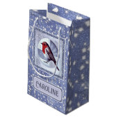 フェスティバルパーソナライズされたロビンクリスマスデザイン スモールペーパーバッグ (裏面アングル)