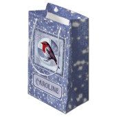 フェスティバルパーソナライズされたロビンクリスマスデザイン スモールペーパーバッグ (正面アングル)