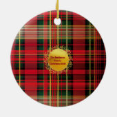 フェスティバルパーソナライズされた格子赤緑写真 セラミックオーナメント (裏面)