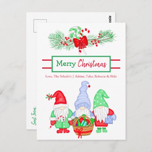 フェスティバルパーソナライズされた格言ホリデークリスマスカード ポストカード (正面/裏面)