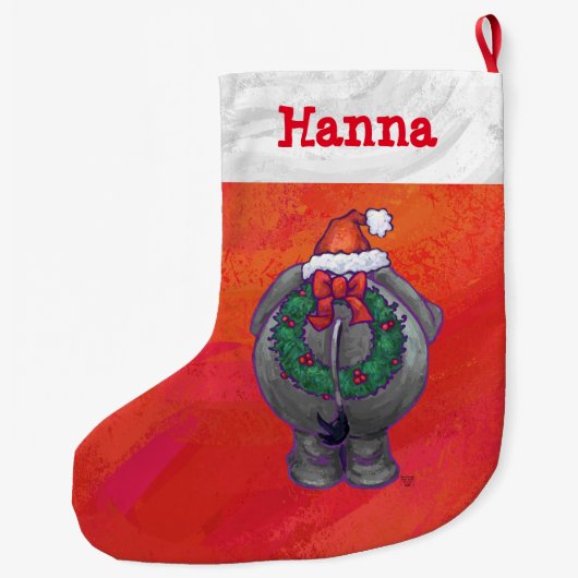 フェスティバルパーソナライズされた象クリスマス ラージクリスマスストッキング (裏面)