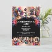 フェスティバルパーティーカラフルショー花火カーニバル 招待状 (スタンド正面)