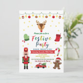 フェスティバルパーティークリスマスファミリーおもしろいディナー 招待状 (スタンド正面)