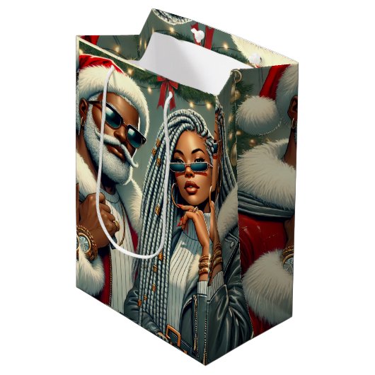 フェスティバルパーティーサンタ ミディアムペーパーバッグ (正面アングル)