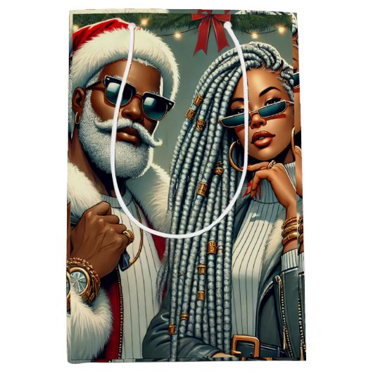 フェスティバルパーティーサンタ ミディアムペーパーバッグ (正面)