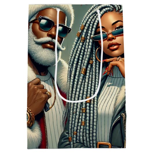 フェスティバルパーティーサンタ ミディアムペーパーバッグ (裏面)