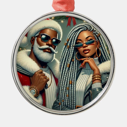 フェスティバルパーティーサンタ メタルオーナメント (正面)