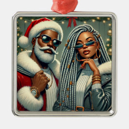 フェスティバルパーティーサンタ メタルオーナメント