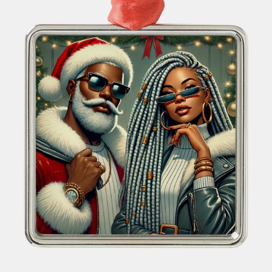 フェスティバルパーティーサンタ メタルオーナメント (正面)