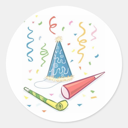 フェスティバルパーティーハットとNoisemakers ラウンドシール (正面)