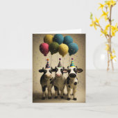 フェスティバルパーティー牛誕生日カード カード (黄色い花)