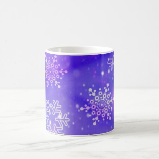 フェスティバルパープルスノーフレークスターズクリスマスパーティー コーヒーマグカップ (中央)
