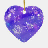 フェスティバルパープルスノーフレークスターズクリスマスパーティー セラミックオーナメント (正面)