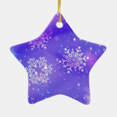 フェスティバルパープルスノーフレークスターズクリスマスパーティー セラミックオーナメント (裏面)